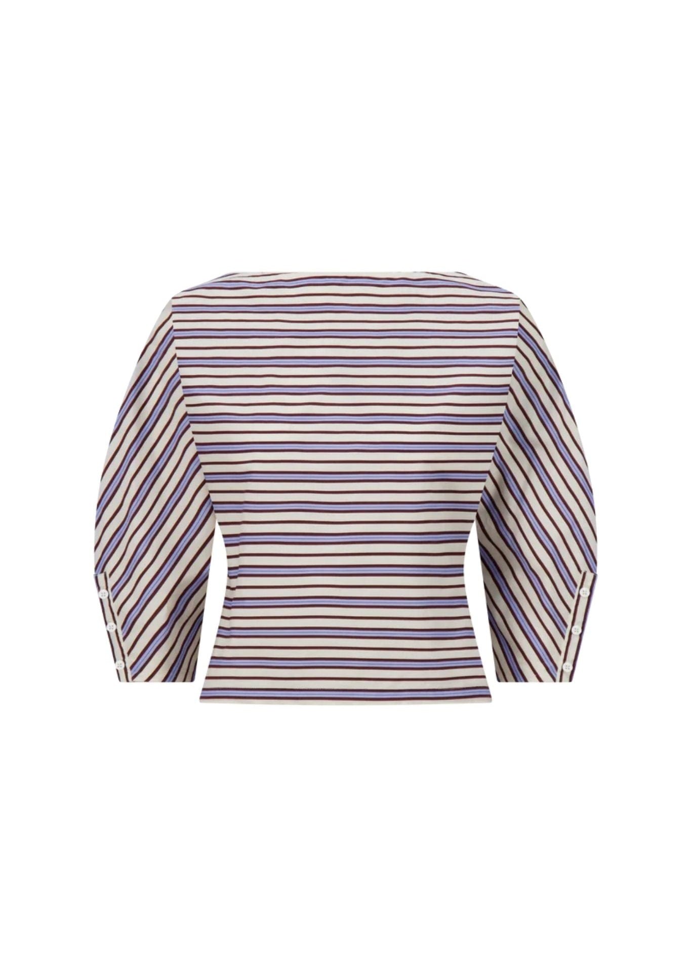 Lela Rose Striped Cotton Dolman Sleeve Top - Vermillion