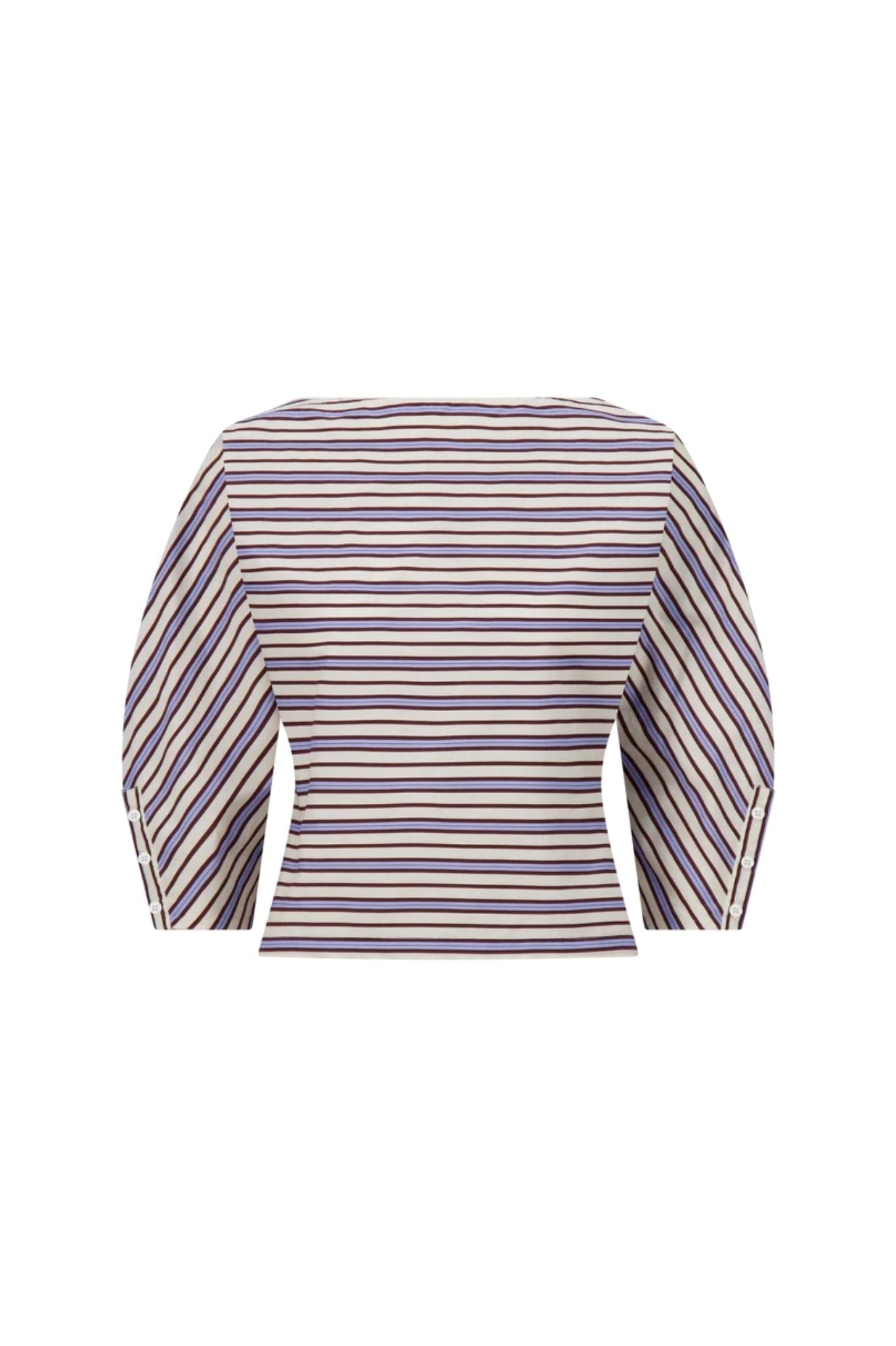 Lela Rose Striped Cotton Dolman Sleeve Top - Vermillion