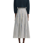 Lela Rose Striped Cotton Full Skirt - Vermillion