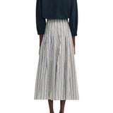 Lela Rose Striped Cotton Full Skirt - Vermillion