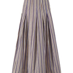 Lela Rose Striped Cotton Full Skirt - Vermillion