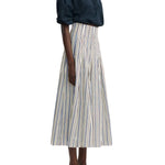 Lela Rose Striped Cotton Full Skirt - Vermillion