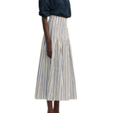 Lela Rose Striped Cotton Full Skirt - Vermillion