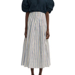 Lela Rose Striped Cotton Full Skirt - Vermillion