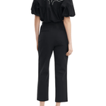 Lela Rose Tulip Crystal Embroidered Stretch Cotton Pant - Vermillion
