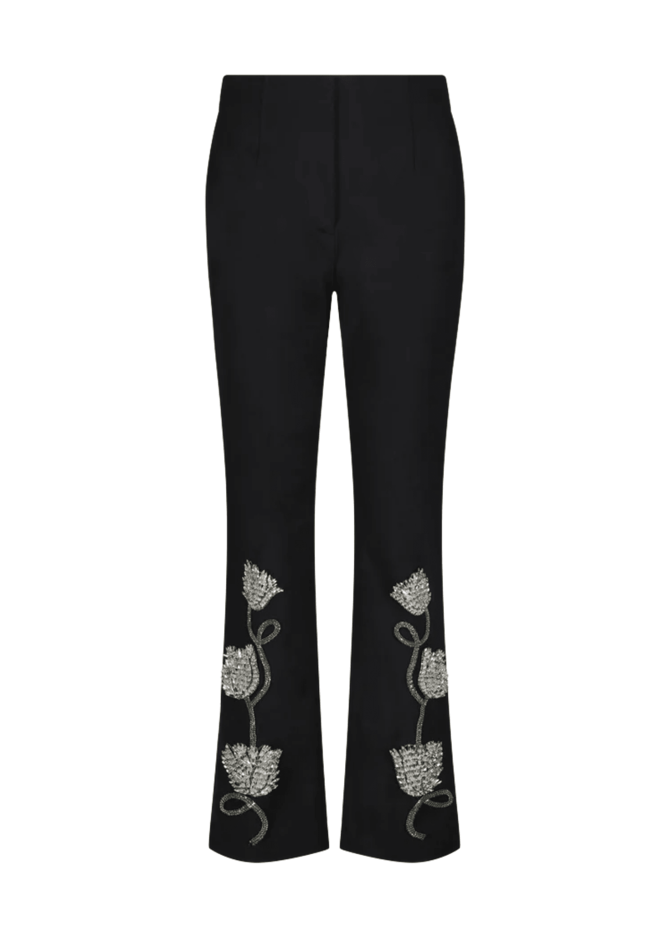 Lela Rose Tulip Crystal Embroidered Stretch Cotton Pant - Vermillion