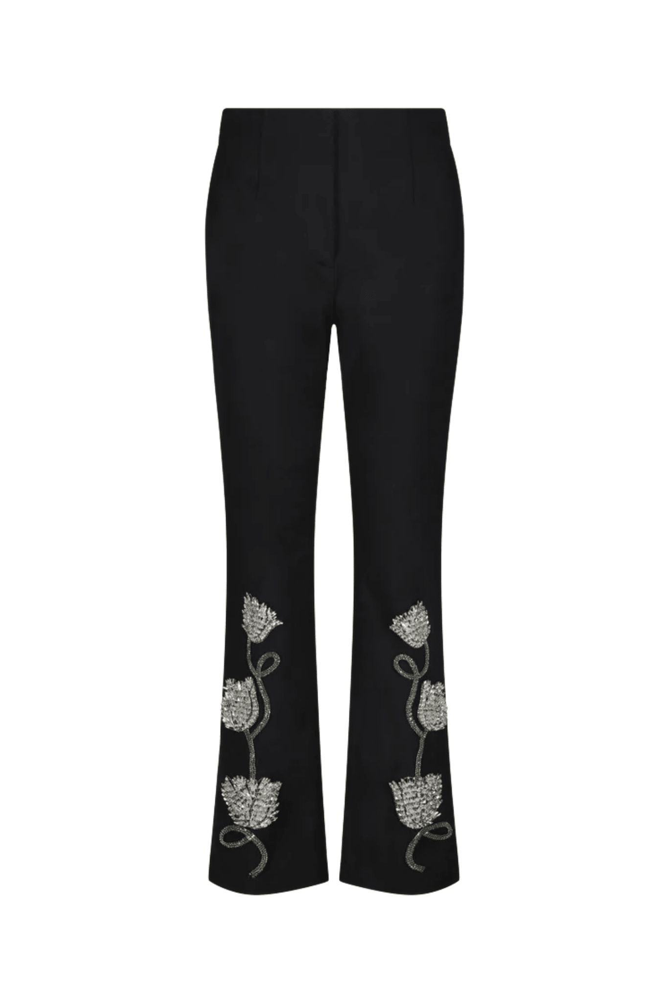 Lela Rose Tulip Crystal Embroidered Stretch Cotton Pant - Vermillion