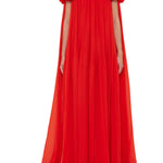 Leo Lin Camilla Draped Floor Length Dress - Vermillion