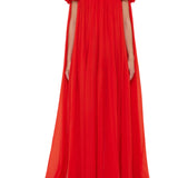 Leo Lin Camilla Draped Floor Length Dress - Vermillion