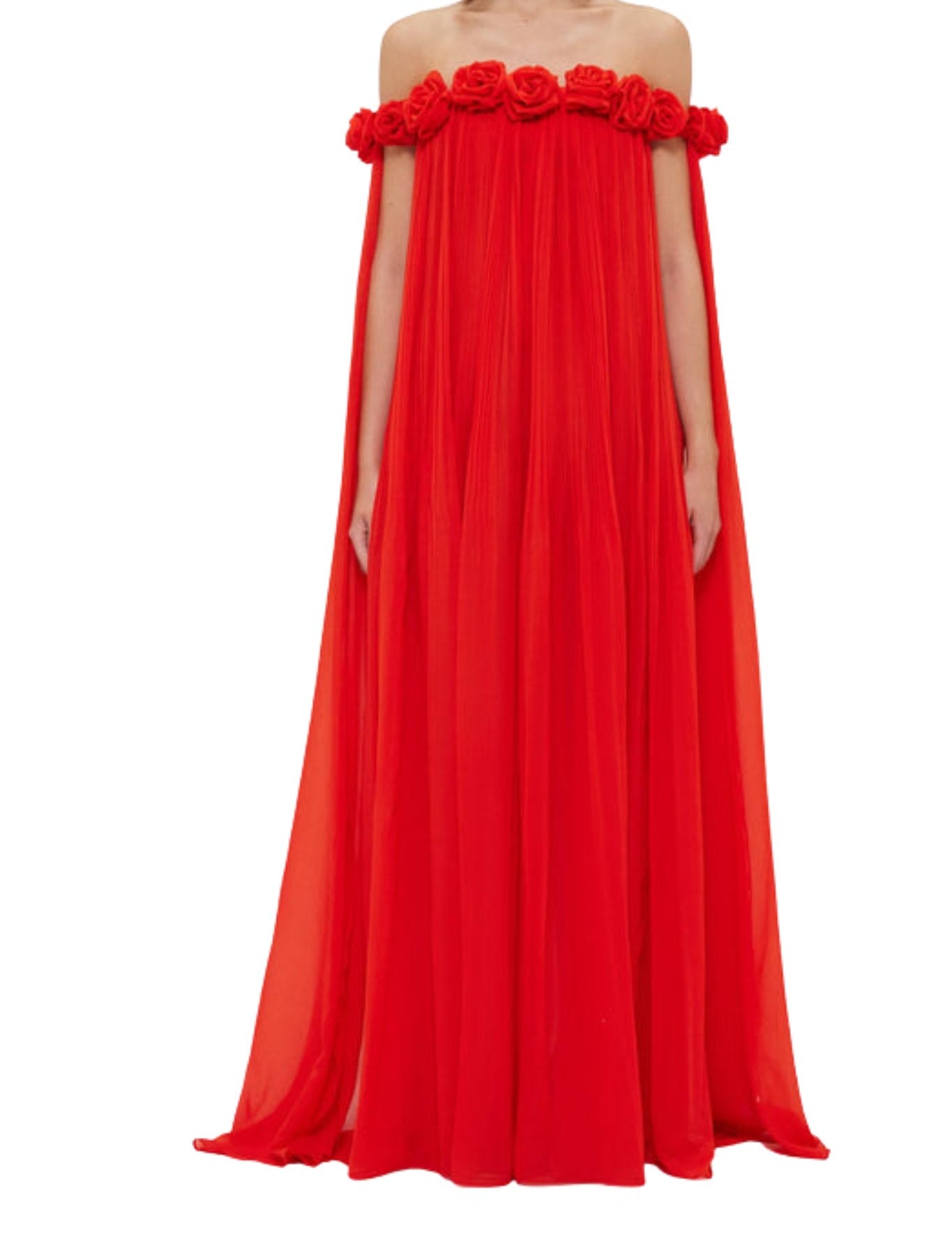 Leo Lin Camilla Draped Floor Length Dress - Vermillion