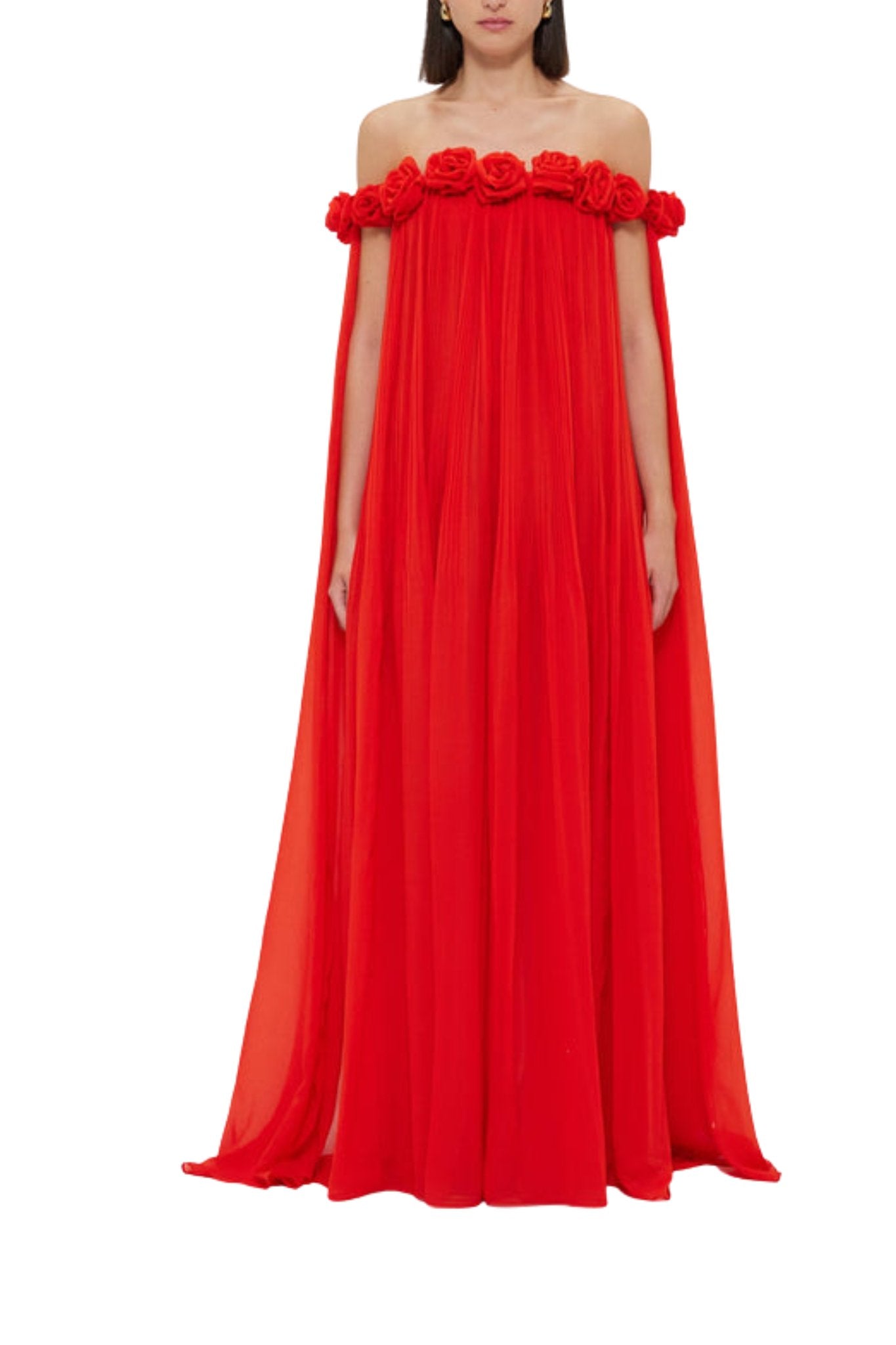 Leo Lin Camilla Draped Floor Length Dress - Vermillion