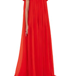 Leo Lin Camilla Draped Floor Length Dress - Vermillion