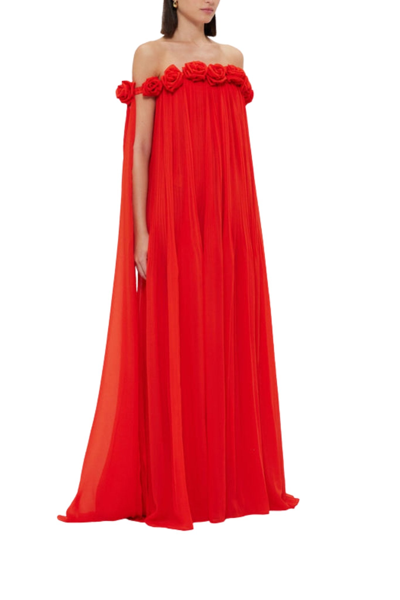 Leo Lin Camilla Draped Floor Length Dress - Vermillion