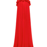 Leo Lin Camilla Draped Floor Length Dress - Vermillion