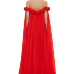 Leo Lin Camilla Draped Floor Length Dress - Vermillion