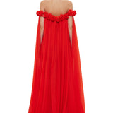 Leo Lin Camilla Draped Floor Length Dress - Vermillion