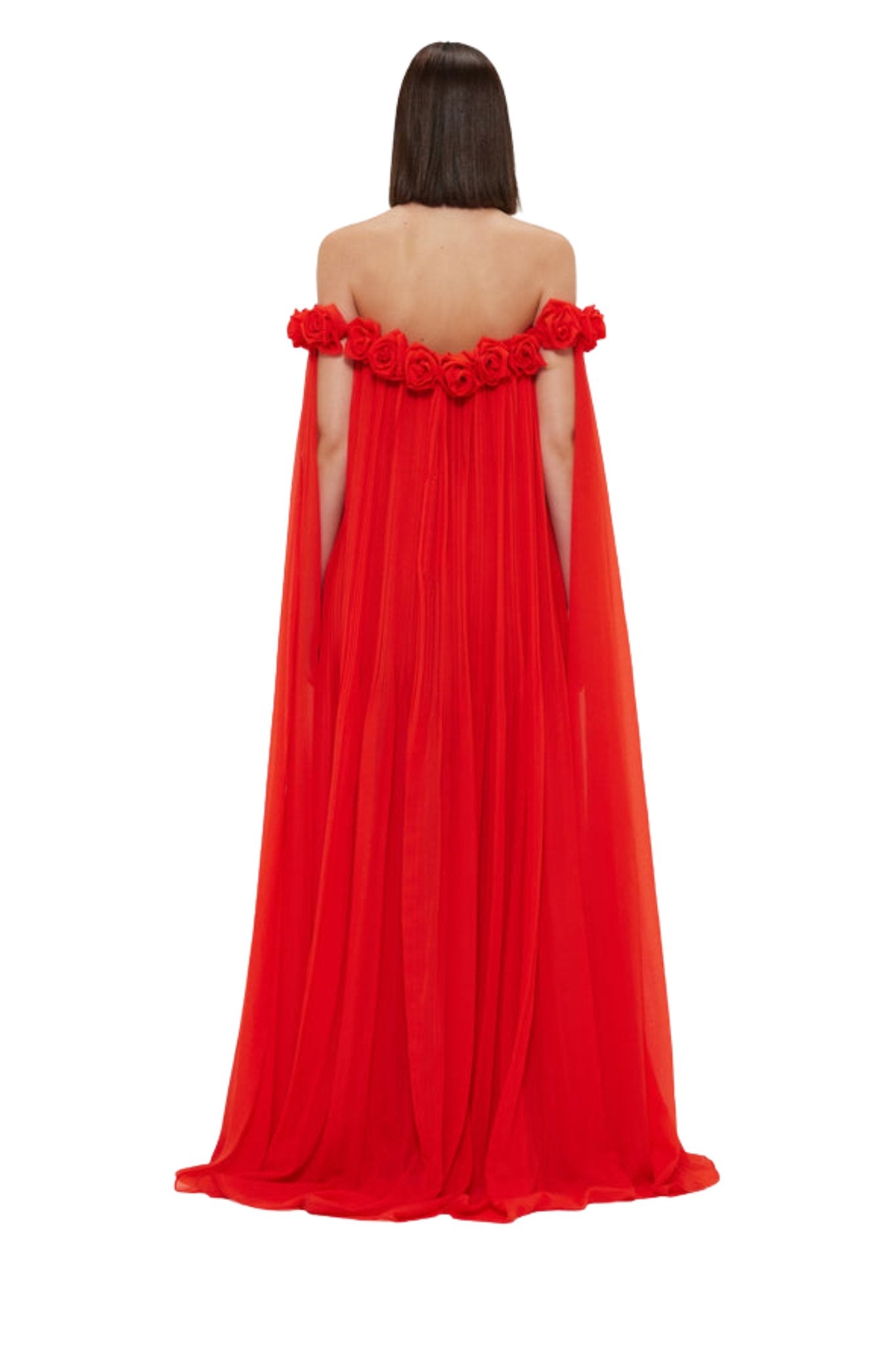 Leo Lin Camilla Draped Floor Length Dress - Vermillion