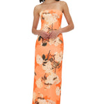 Leo Lin Rayna Bustier Maxi Dress - Vermillion