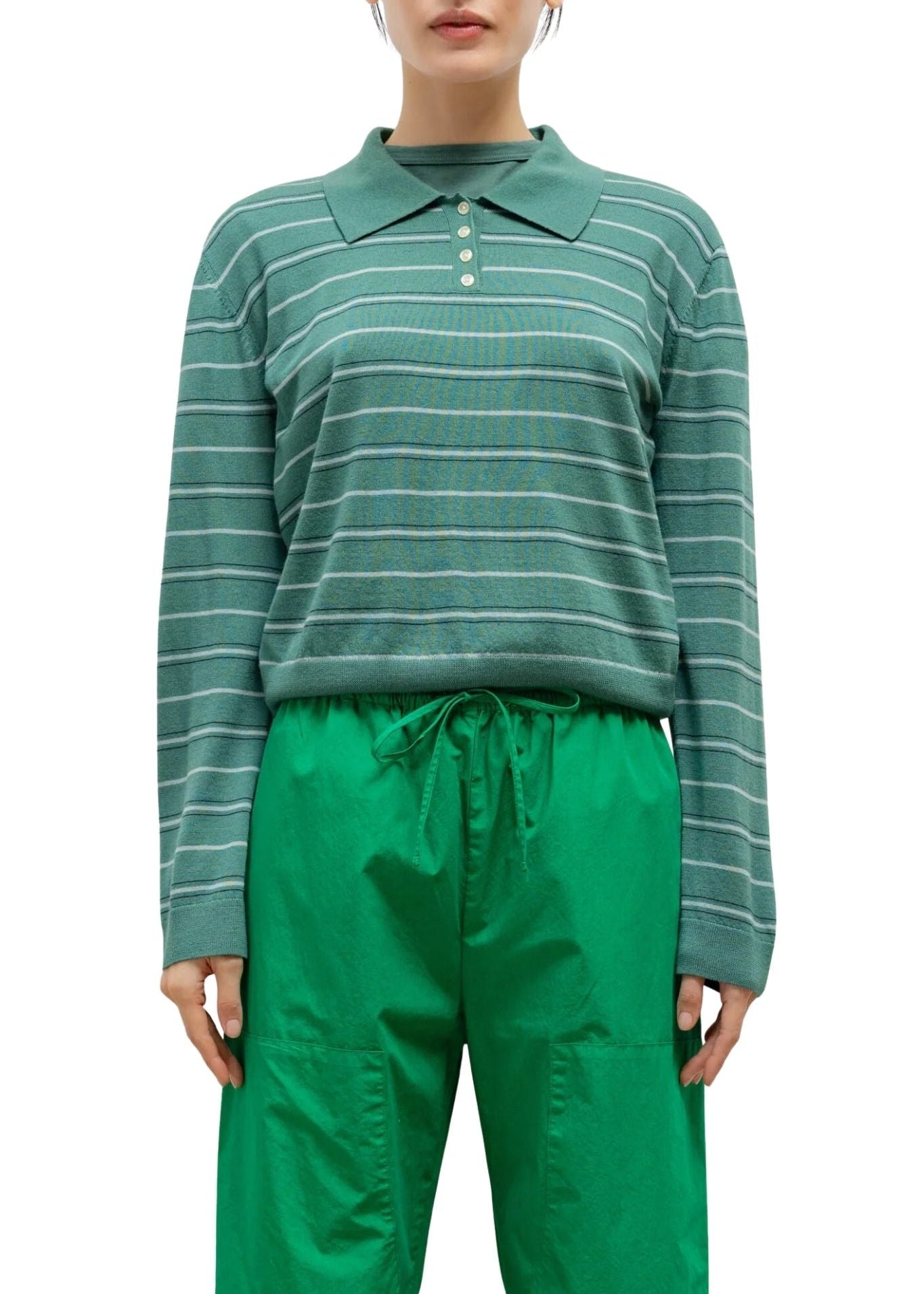 Leset James Stripe Polo - Vermillion