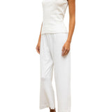 LeSet Pointelle Crop Wide Leg Pant - Vermillion