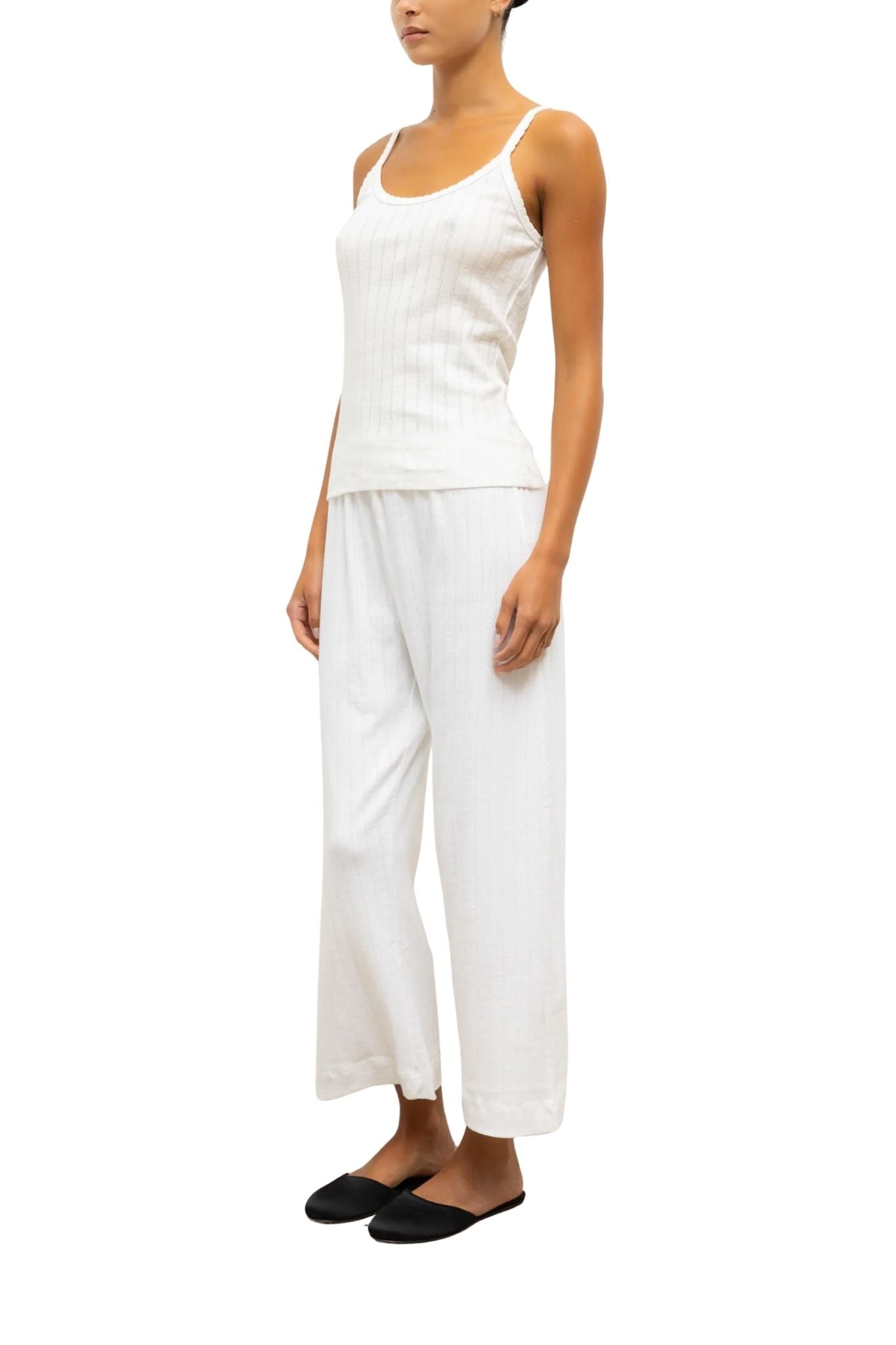 LeSet Pointelle Crop Wide Leg Pant - Vermillion