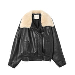 Liberowe Leather Jacket w/ Shearling Collar - Vermillion