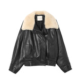 Liberowe Leather Jacket w/ Shearling Collar - Vermillion