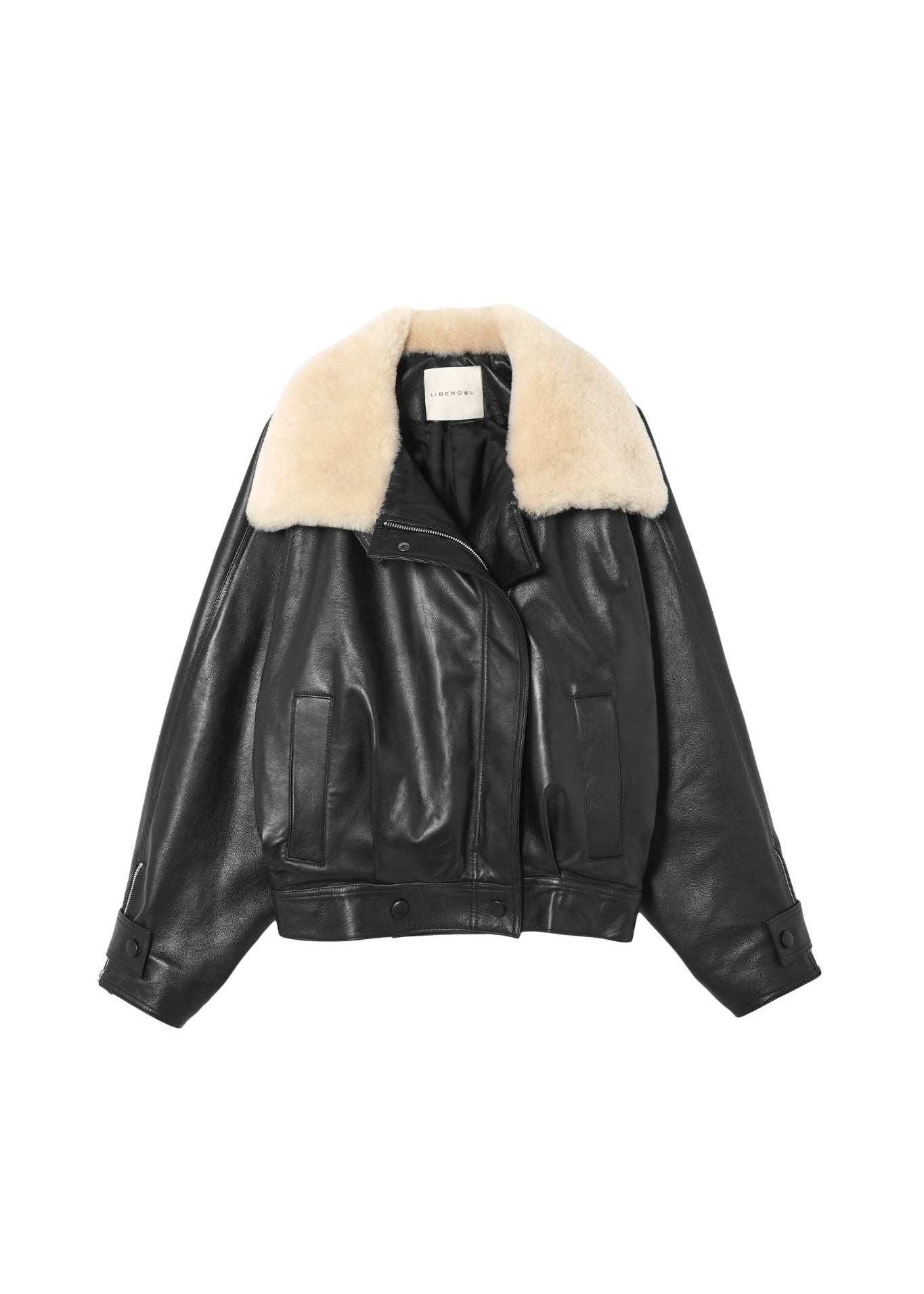 Liberowe Leather Jacket w/ Shearling Collar - Vermillion