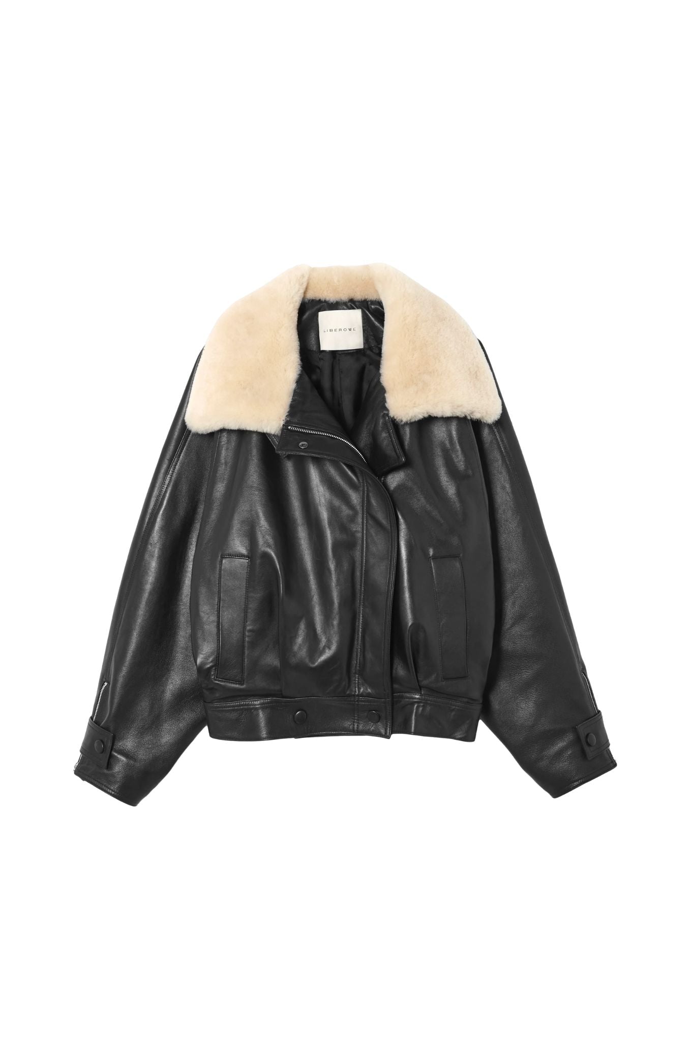 Liberowe Leather Jacket w/ Shearling Collar - Vermillion
