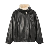 Liberowe Leather Jacket w/ Shearling Collar - Vermillion