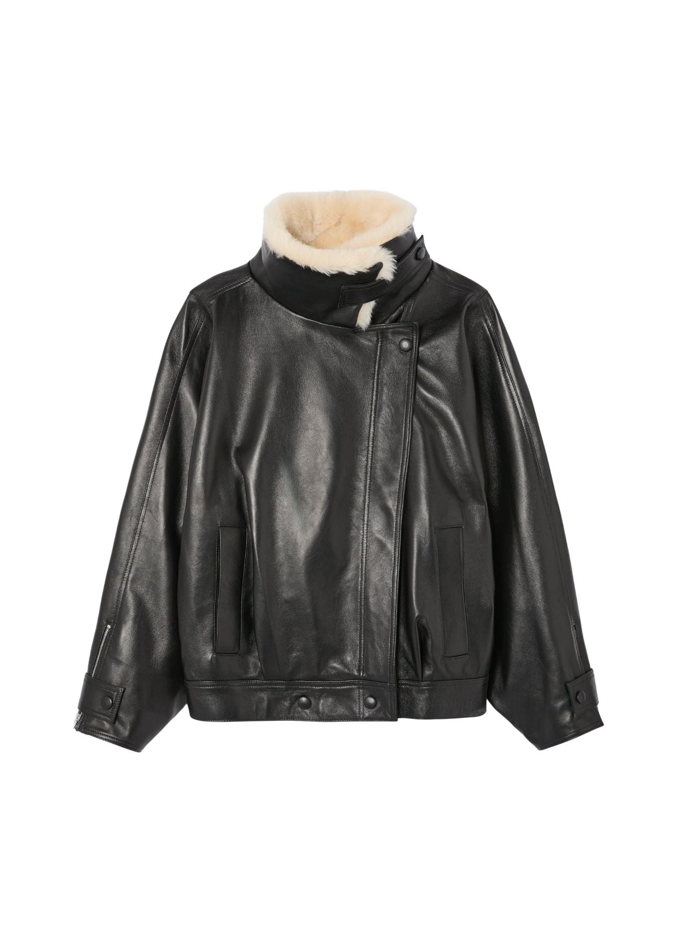 Liberowe Leather Jacket w/ Shearling Collar - Vermillion