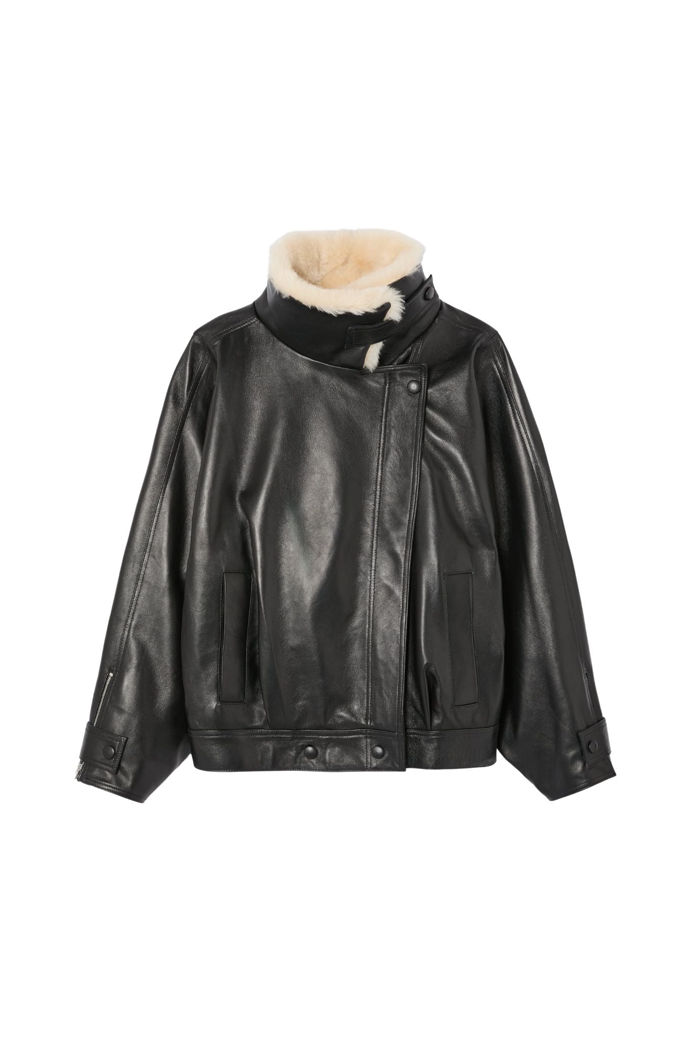 Liberowe Leather Jacket w/ Shearling Collar - Vermillion