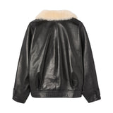 Liberowe Leather Jacket w/ Shearling Collar - Vermillion