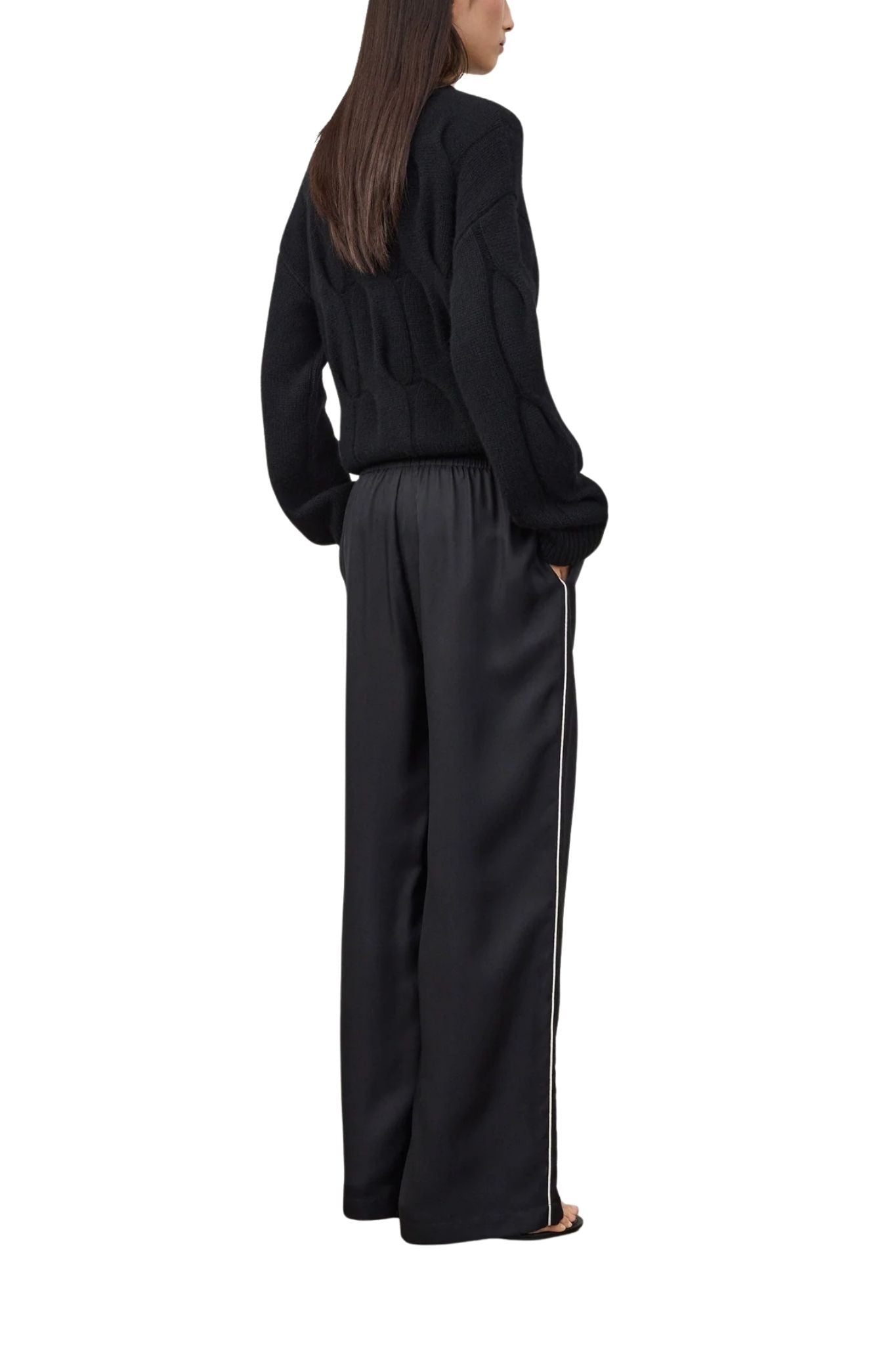 Lisa Yang Wide Leg Trousers With Piping Detail - Vermillion