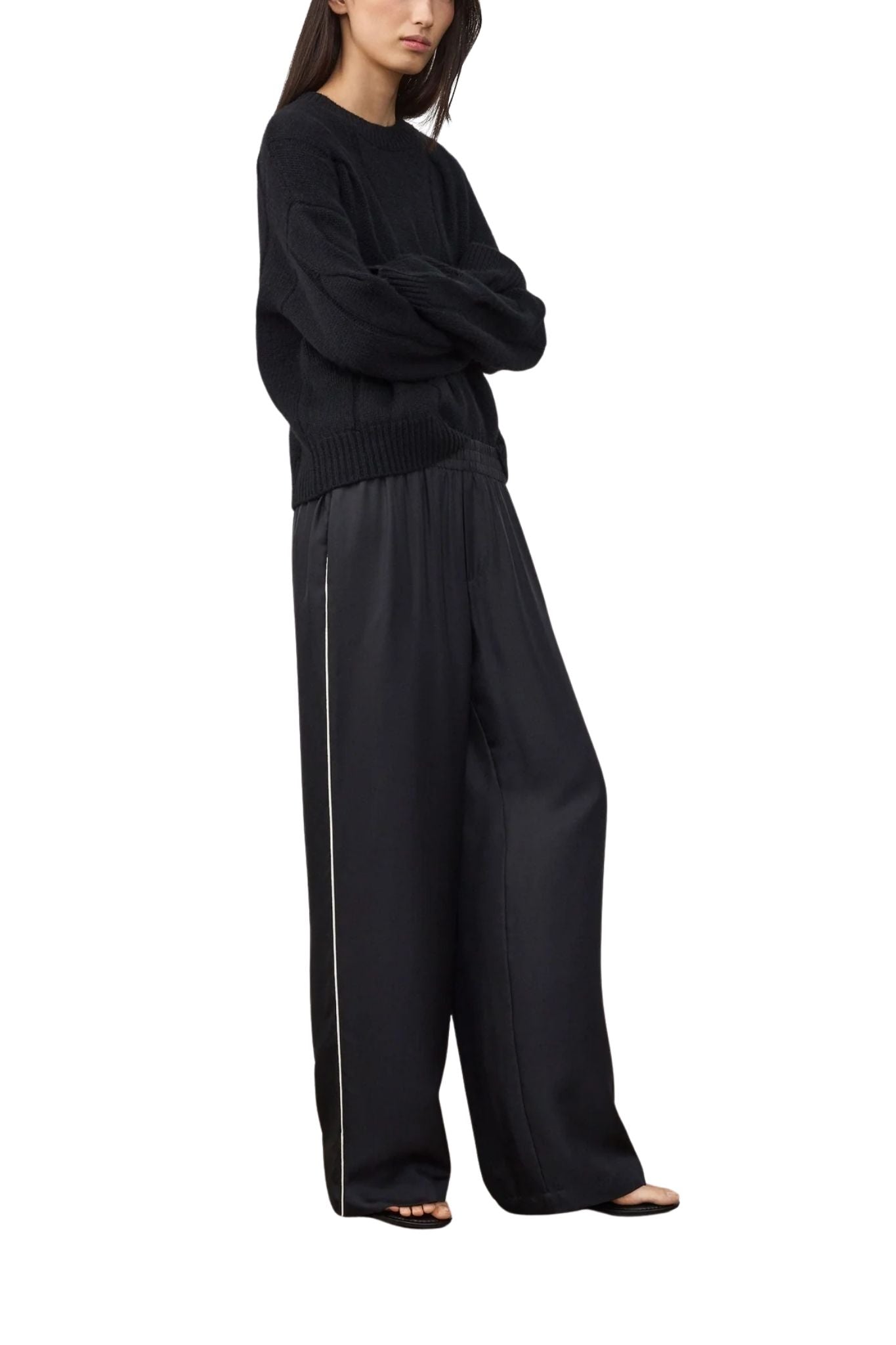 Lisa Yang Wide Leg Trousers With Piping Detail - Vermillion