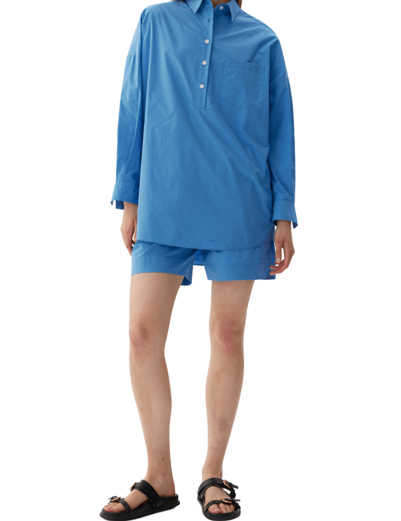 LMND Chiara Half Placket Shirt - Vermillion