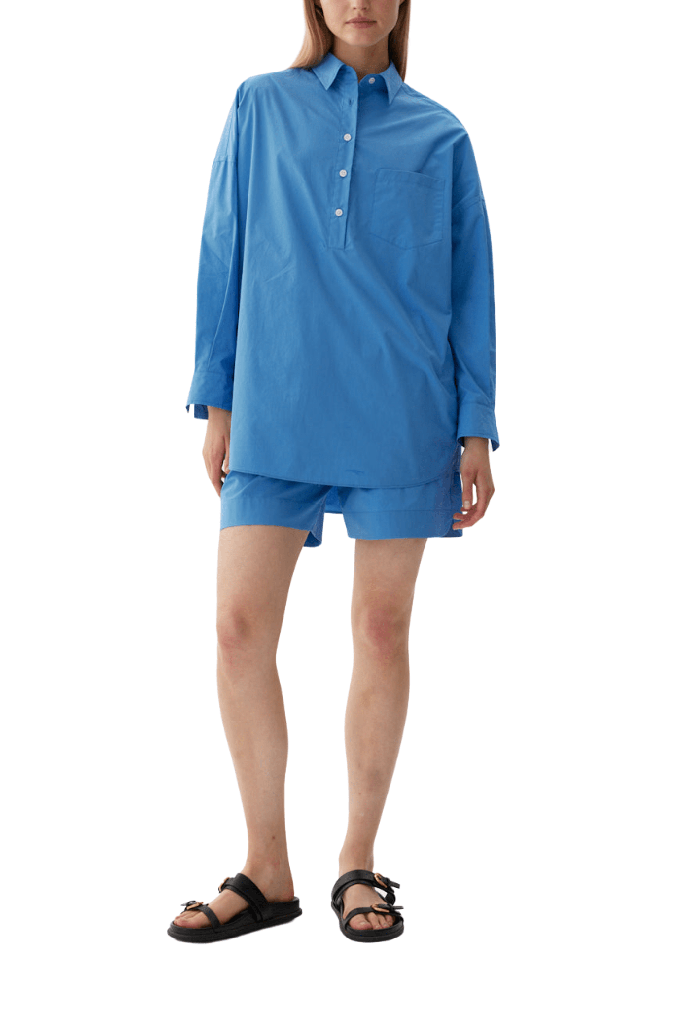 LMND Chiara Half Placket Shirt - Vermillion