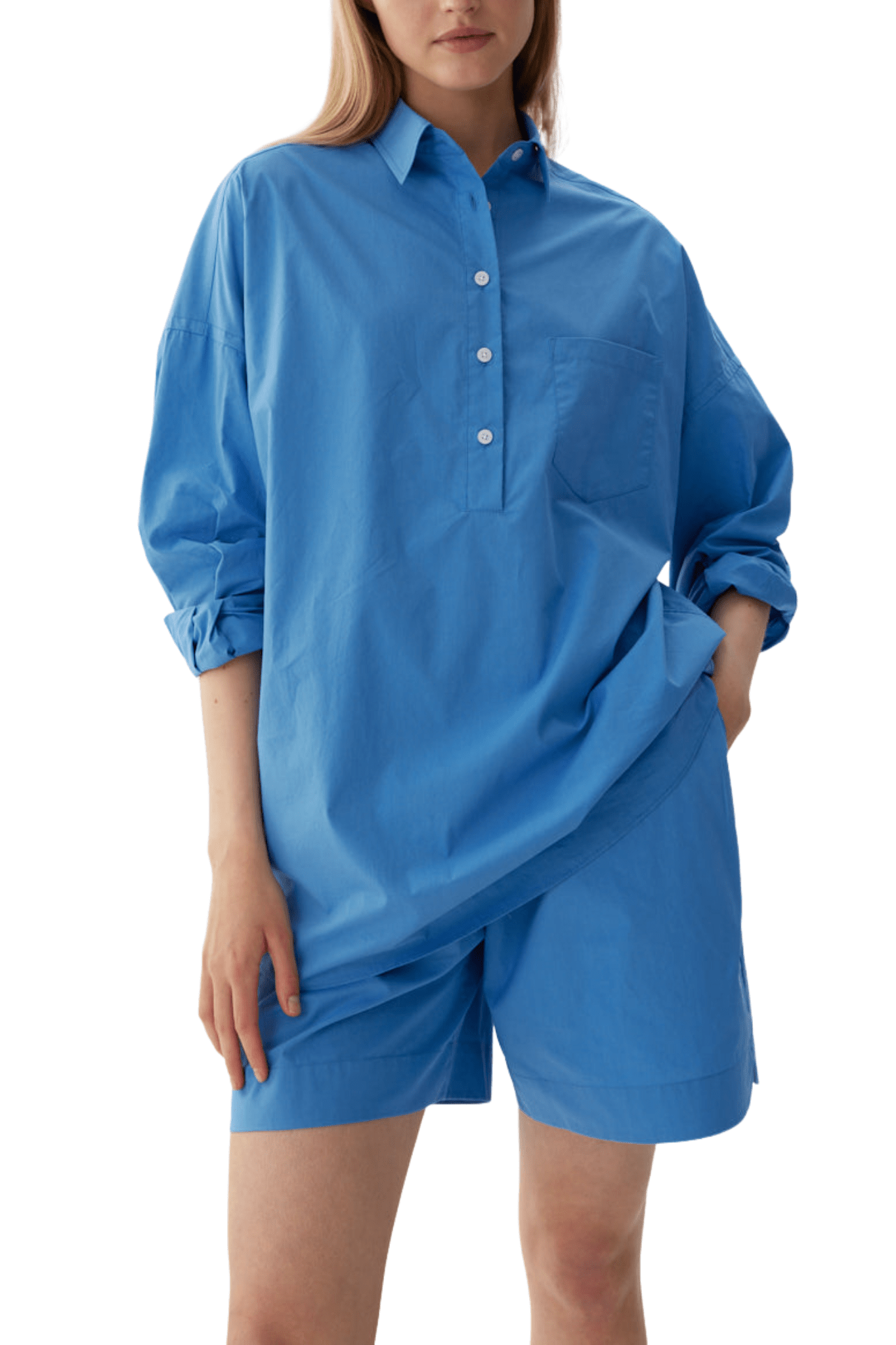 LMND Chiara Half Placket Shirt - Vermillion