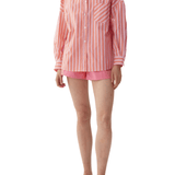 LMND Chiara Multi Stripe Long Sleeve Shirt - Vermillion