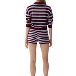 LMND Luna L/S Striped Polo - Vermillion