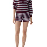 LMND Luna L/S Striped Polo - Vermillion