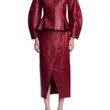 Lela Rose Leather Peplum Jacket