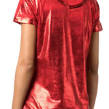 Madison Maison Metallic Coated Cotton T-Shirt - Vermillion