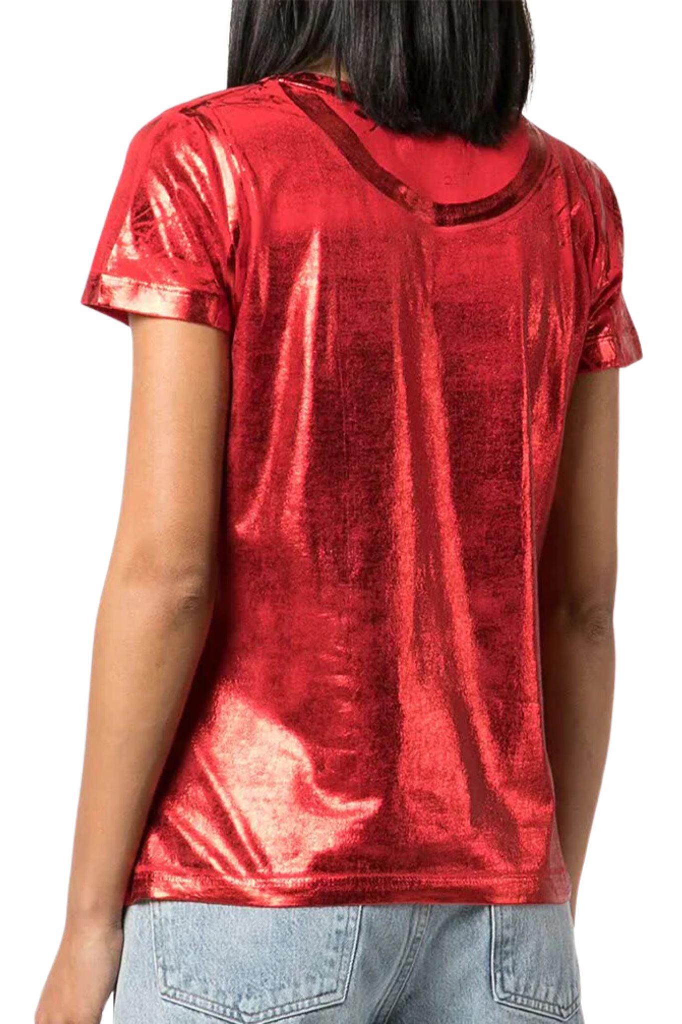 Madison Maison Metallic Coated Cotton T-Shirt - Vermillion