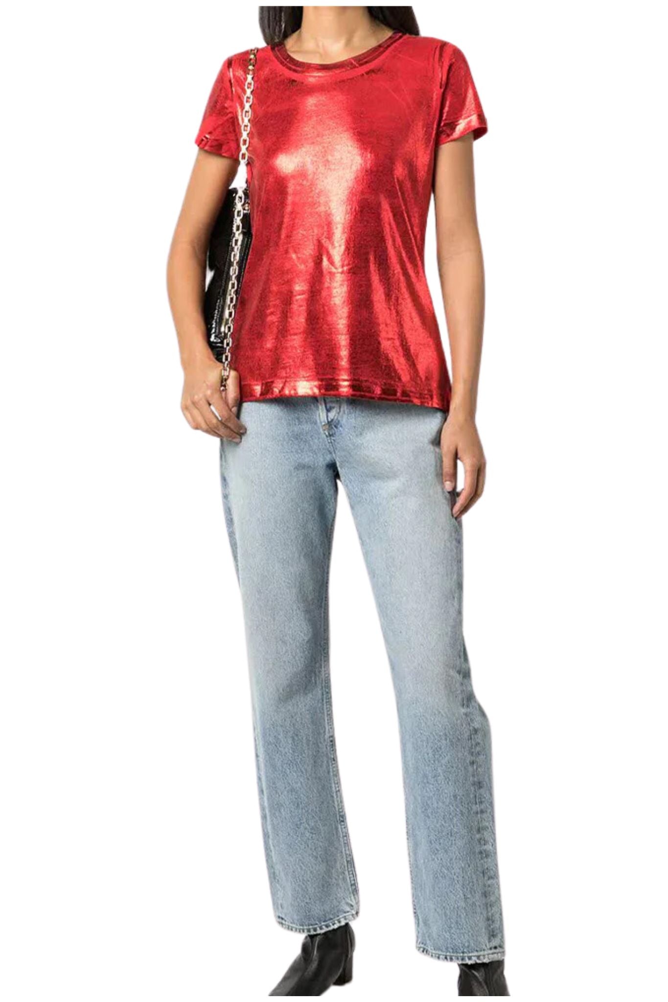 Madison Maison Metallic Coated Cotton T-Shirt - Vermillion