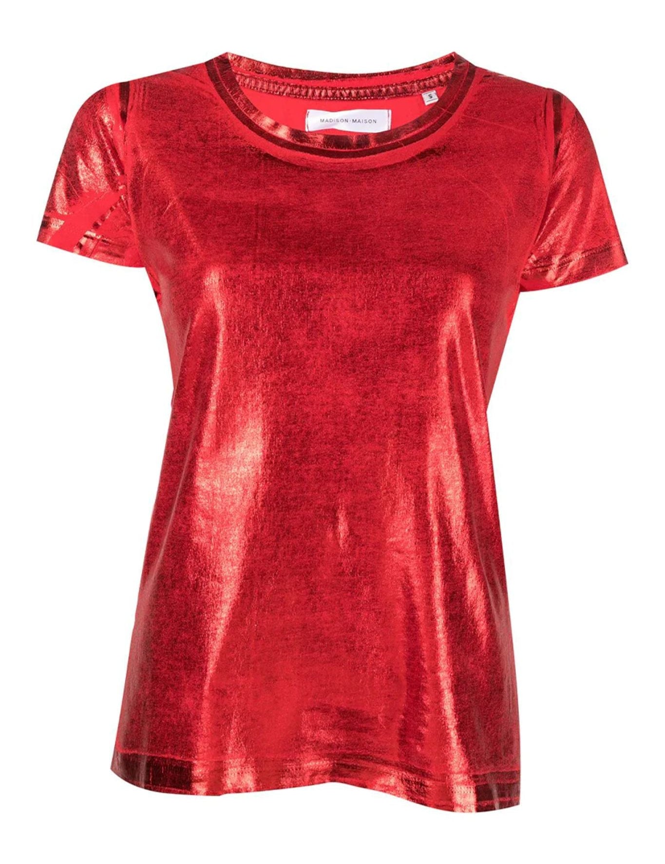 Madison Maison Metallic Coated Cotton T-Shirt - Vermillion