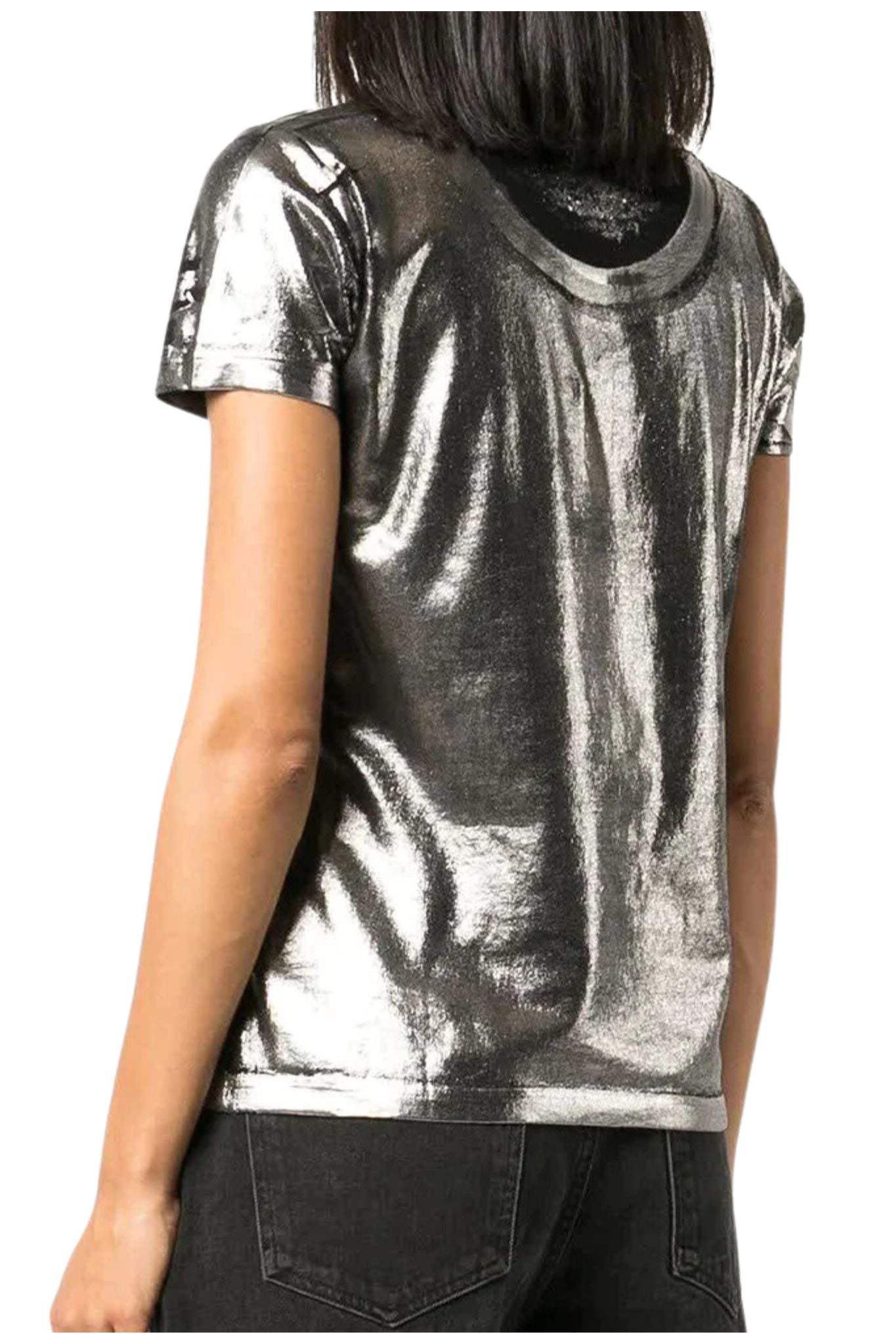 Madison Maison Metallic Coated Cotton T-Shirt - Vermillion