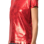 Madison Maison Metallic Coated Cotton T-Shirt - Vermillion