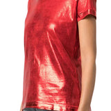 Madison Maison Metallic Coated Cotton T-Shirt - Vermillion