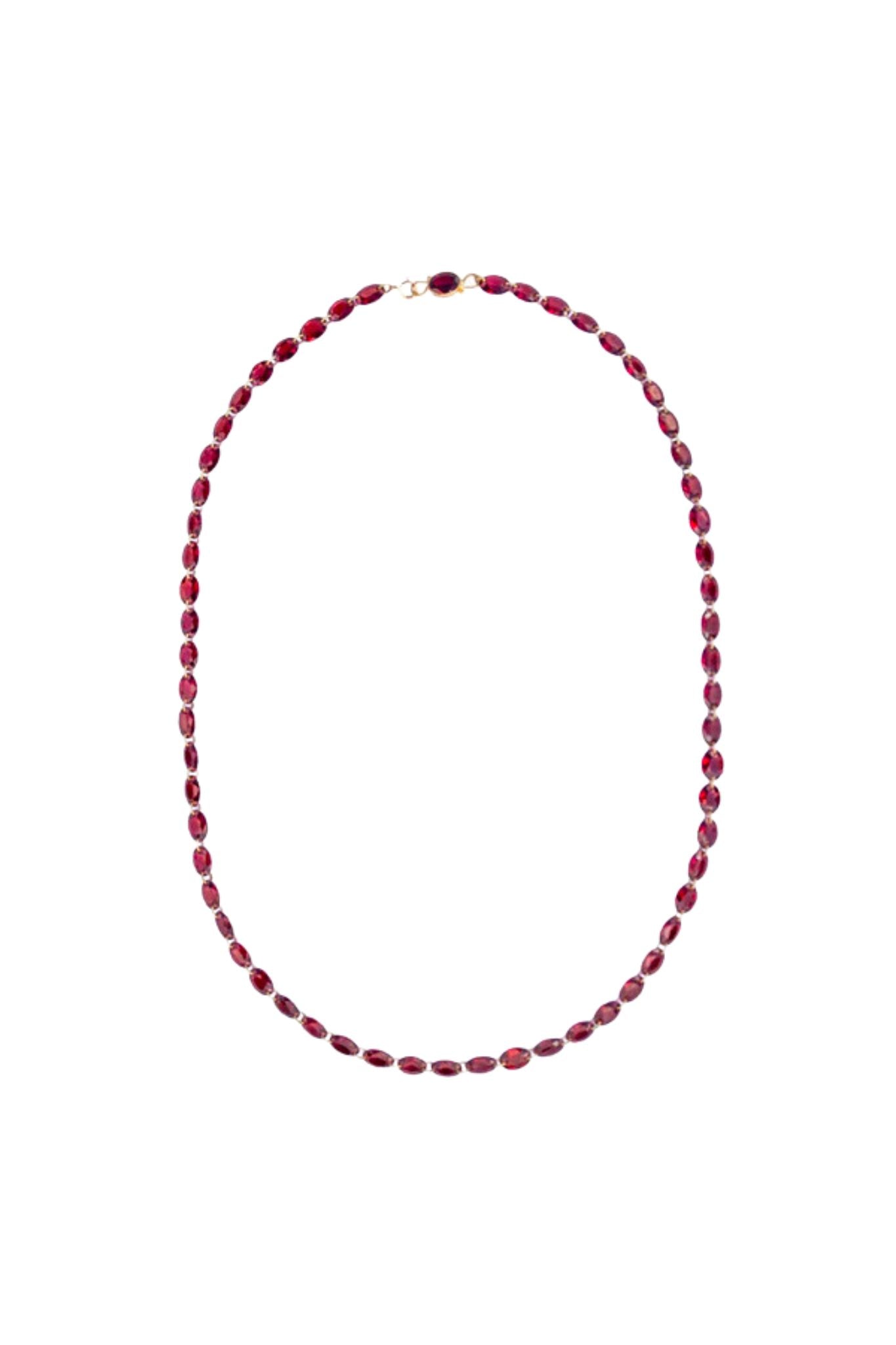 Marie Helene de Taillac 20k Yellow Gold Garnet Lady Like Necklace - Vermillion